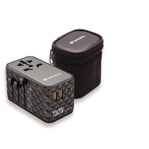 Image of Verbatim® UTA-06 Gan III Universal Travel Adapter, (2) USB-A/(2) USB-C/Quick Charge 4+
