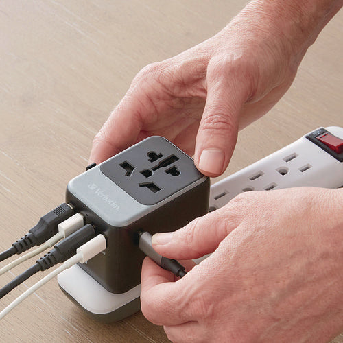Image of Verbatim® UTA-07 Universal Travel Adapter, (3) USB-A, (3) USB-C
