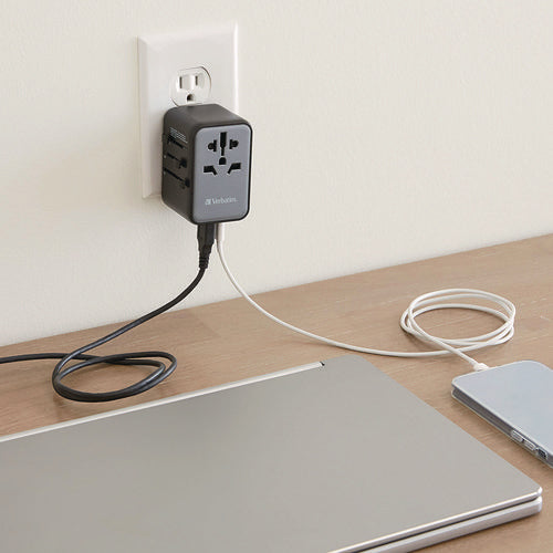 Image of Verbatim® UTA-09 Gan III Universal Travel Adapter, (2) USB-A/(2) USB-C/USB-C with Power Delivery 3.0