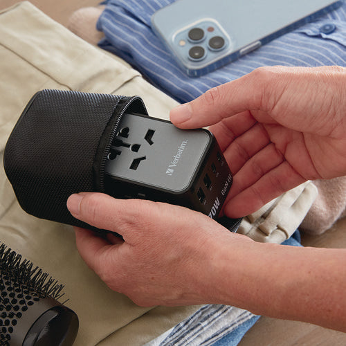 Image of Verbatim® UTA-09 Gan III Universal Travel Adapter, (2) USB-A/(2) USB-C/USB-C with Power Delivery 3.0