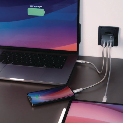 Image of Verbatim® 65 W 3-Port GaN Wall Charger, Black/Gray