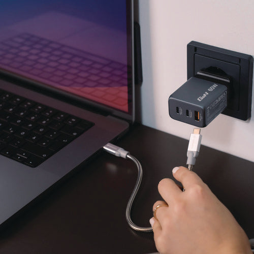 Image of Verbatim® 65 W 3-Port GaN Wall Charger, Black/Gray