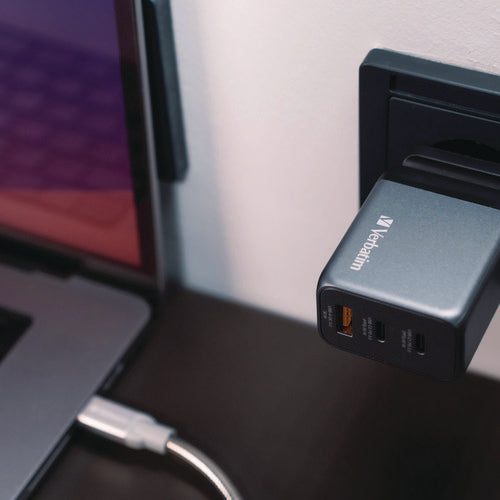 Image of Verbatim® 65 W 3-Port GaN Wall Charger, Black/Gray