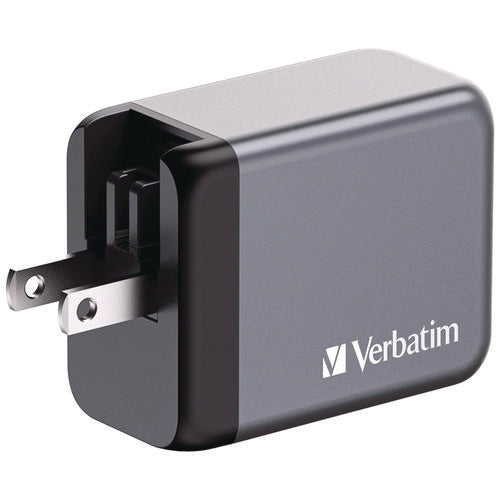 Image of Verbatim® 100 W 4-Port GaN Wall Charger, Black/Gray