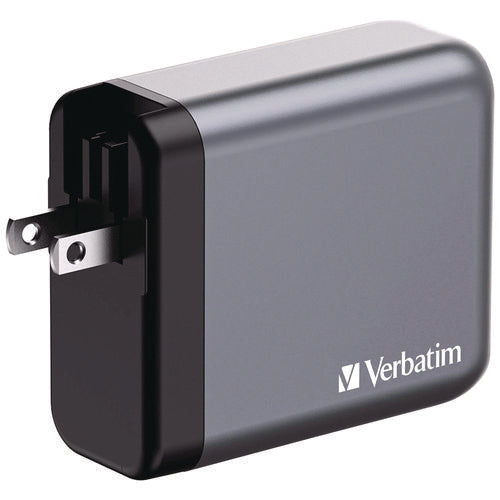 Image of Verbatim® 140 W 4-Port GaN Wall Charger, Black/Gray