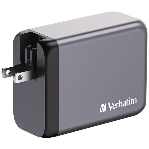 Image of Verbatim® 200 W 4-Port GaN Wall Charger, Black/Gray