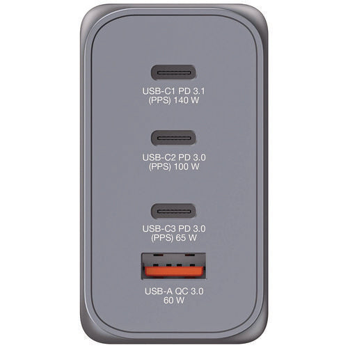 Image of Verbatim® 240 W 4-Port GaN Wall Charger, Black/Gray
