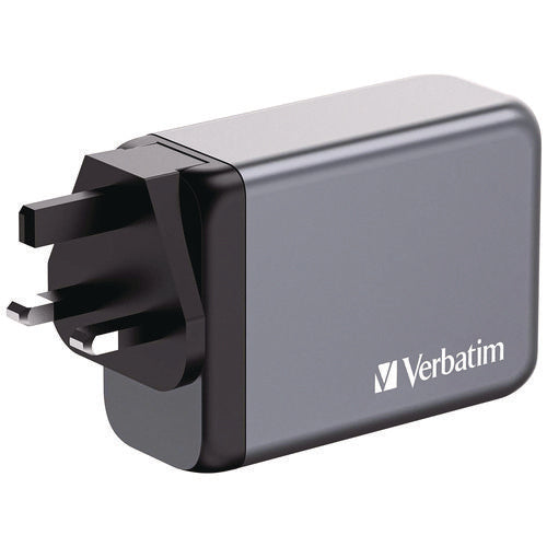 Image of Verbatim® 240 W 4-Port GaN Wall Charger, Black/Gray