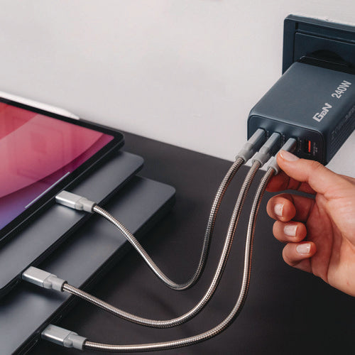 Image of Verbatim® 240 W 4-Port GaN Wall Charger, Black/Gray