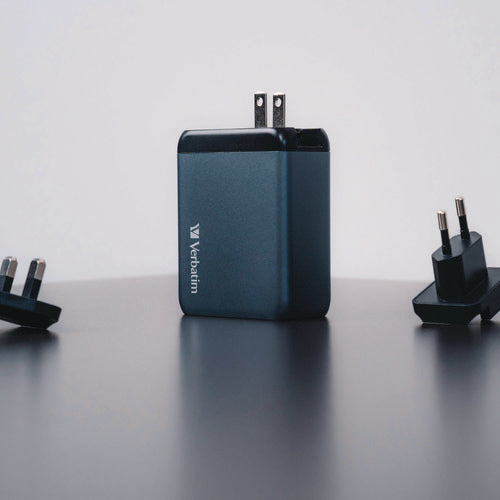 Image of Verbatim® 200 W 4-Port GaN Wall Charger, Black/Gray