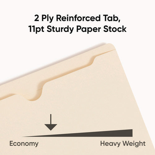 Image of Smead Manila File Jackets, 2-Ply Straight Tab, Letter Size, Manila, 100/box
