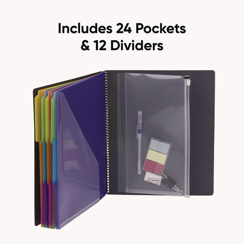 Image of Smead Poly Project Organizer, 24 Letter-Size Sleeves, Gray With Bright Pockets