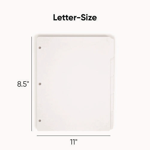 Image of Smead Three-Ring Binder Index Divider, 5-Tab, 11 X 8.5, White, 20 Sets