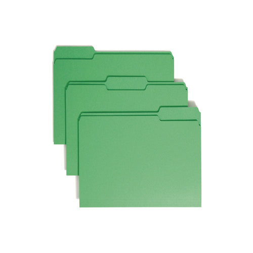 Image of Smead Colored File Folders, 1/3-Cut Tabs: Assorted, Letter Size, 0.75" Expansion, Green, 100/Box
