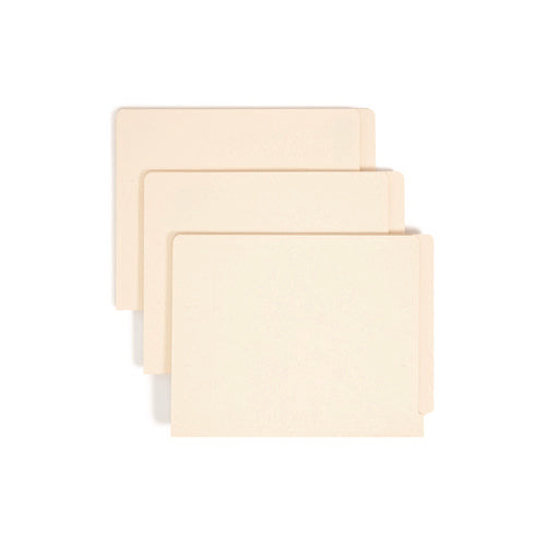 Image of Smead Heavyweight Manila End Tab Folders, 9.5" High Front, Straight Tabs, Letter Size, 0.75" Expansion, Manila, 100/Box
