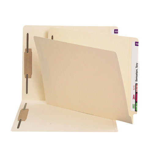 Image of Smead End Tab Fastener Folders with Reinforced Straight Tabs, 11-pt Manila, 2 Fasteners, Letter Size, Manila Exterior, 250/Box