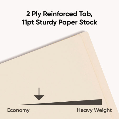 Image of Smead Fastener Folder with Divider, 0.75" Expansion, 1 Divider, 4 Fasteners, Letter Size, Manila Exterior, 50/Box