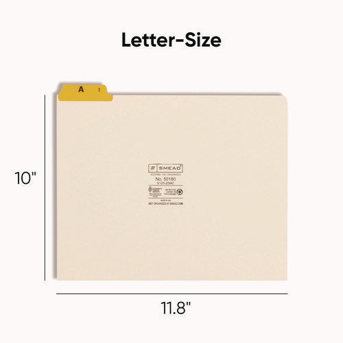 Image of Smead Alphabetic Top Tab Indexed File Guide Set, 1/5-Cut Top Tab, A To Z, 8.5 X 11, Manila, 25/set