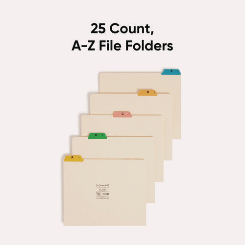 Image of Smead Alphabetic Top Tab Indexed File Guide Set, 1/5-Cut Top Tab, A To Z, 8.5 X 11, Manila, 25/set