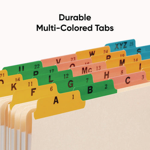 Image of Smead Alphabetic Top Tab Indexed File Guide Set, 1/5-Cut Top Tab, A To Z, 8.5 X 11, Manila, 25/set