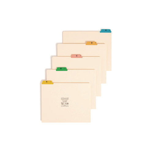 Image of Smead Alphabetic Top Tab Indexed File Guide Set, 1/5-Cut Top Tab, A To Z, 8.5 X 11, Manila, 25/set