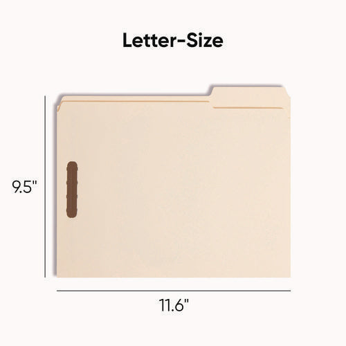 Image of Smead Top Tab Fastener Folders, 1/3-Cut Tabs: Assorted, 0.75" Expansion, 2 Fasteners, Letter Size, Manila Exterior, 50/Box