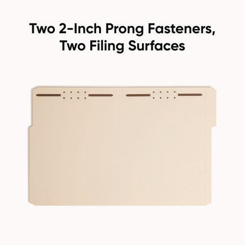 Image of Smead Top Tab Fastener Folders, 1/3-Cut Tabs: Assorted, 0.75" Expansion, 2 Fasteners, Letter Size, Manila Exterior, 50/Box