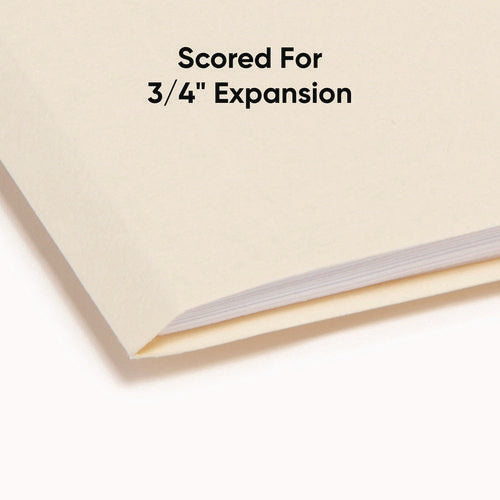Image of Smead Manila File Folders, 1/3-Cut Tabs: Assorted, Legal Size, 0.75" Expansion, Manila, 100/Box