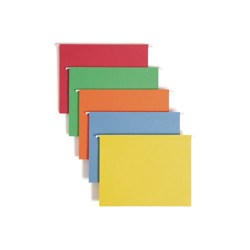 Image of Smead Colored Hanging File Folders with 1/5 Cut Tabs, Letter Size, 1/5-Cut Tabs, Assorted Bright Colors, 25/Box