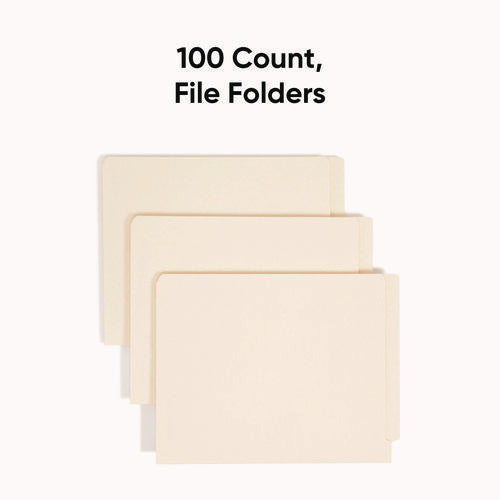 Image of Smead Heavyweight Manila End Tab Folders, 9.5" High Front, Straight Tabs, Letter Size, 0.75" Expansion, Manila, 100/Box