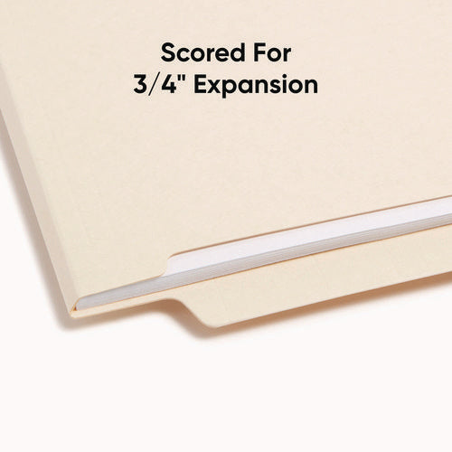 Image of Smead Heavyweight Manila End Tab Folders, 9.5" High Front, Straight Tabs, Letter Size, 0.75" Expansion, Manila, 100/Box
