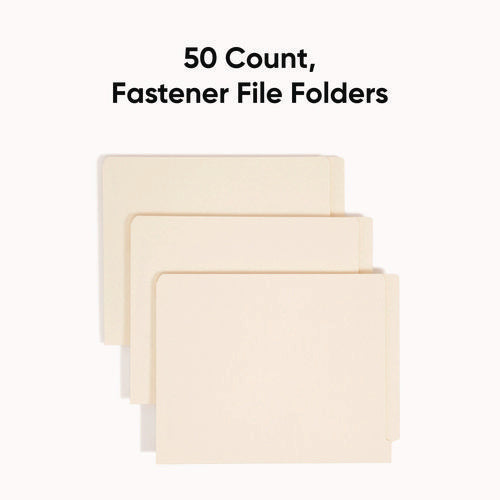 Image of Smead End Tab Fastener Folders with Reinforced Straight Tabs, 11-pt Manila, 2 Fasteners, Letter Size, Manila Exterior, 50/Box
