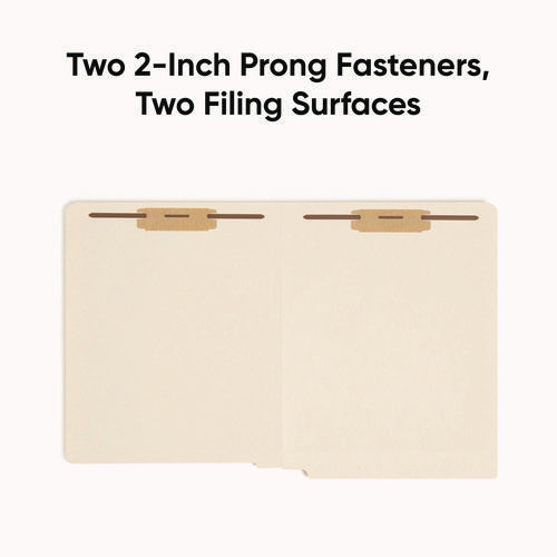 Image of Smead End Tab Fastener Folders with Reinforced Straight Tabs, 11-pt Manila, 2 Fasteners, Letter Size, Manila Exterior, 50/Box
