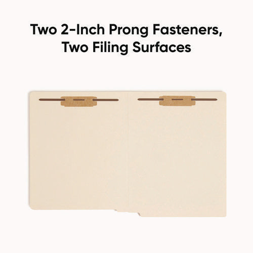 Image of Smead End Tab Fastener Folders with Reinforced Straight Tabs, 11-pt Manila, 2 Fasteners, Letter Size, Manila Exterior, 250/Box