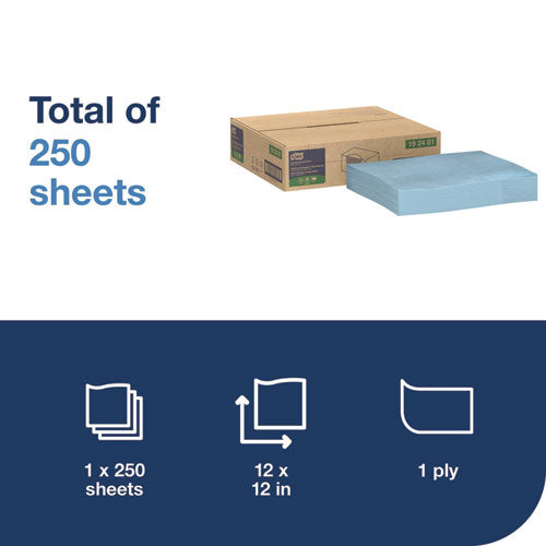 Image of Tork® Low-Lint Cleaning Cloth, 1-Ply, 12 x 12, Blue, 250 Sheets/Carton