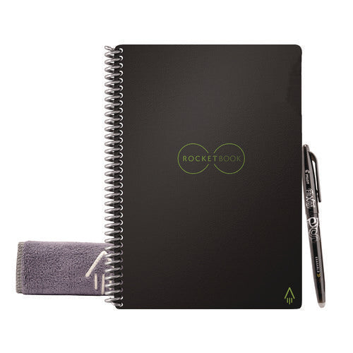 Image of Rocketbook Core Smart Notebook, Medium/College Rule, Infinity Black Cover, (18) 8.8 x 6 Sheets