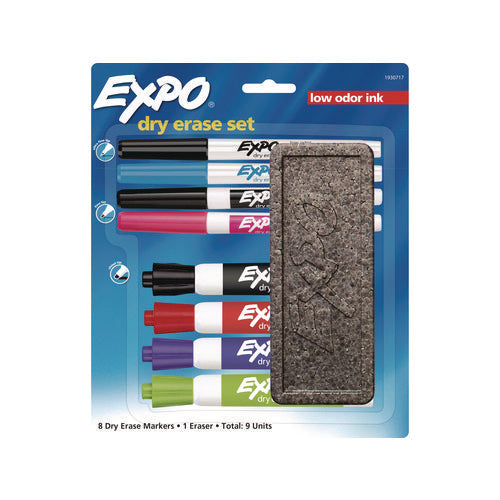 Image of EXPO® Low-Odor Dry Erase Marker Set, Assorted Tip Types, Assorted Colors