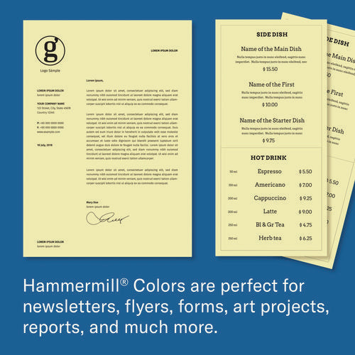 Image of Hammermill® Colors Print Paper, 20 lb Bond Weight, 11 x 17, Canary, 500/Ream