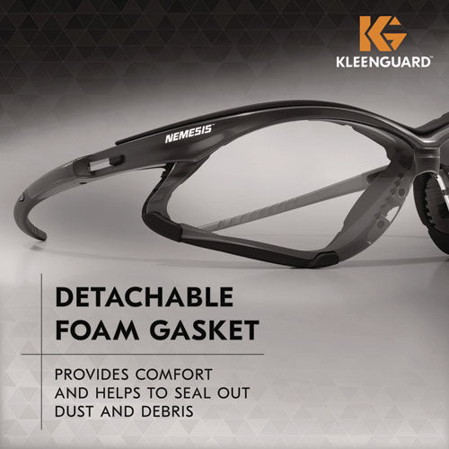 Image of KleenGuard V30 Nemesi Foam Safety Glasses, Black Nylon Frame, Clear Polycarbonate Lens, 12/Carton