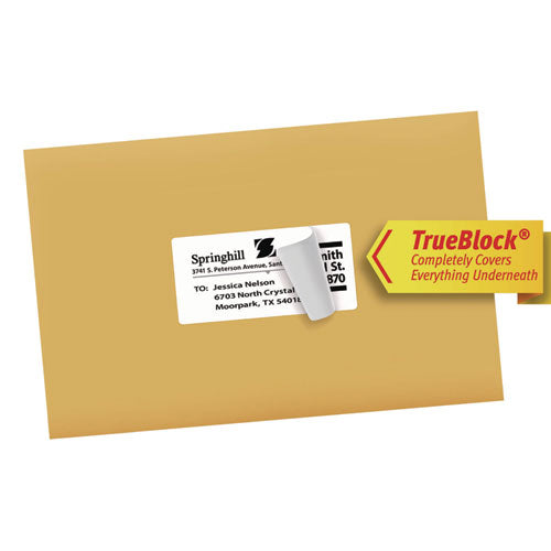 Image of Avery® Shipping Labels w/ TrueBlock Technology, Inkjet/Laser Printers, 2 x 4, White, 10/Sheet, 500 Sheets/Carton