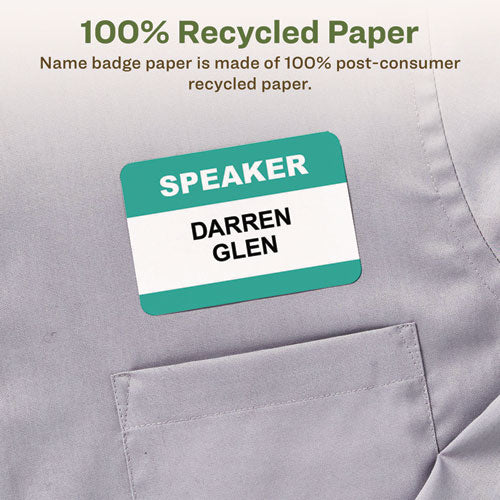 Image of Avery® Ecofriendly Adhesive Name Badge Labels, 3.38 X 2.33, White, 160/box