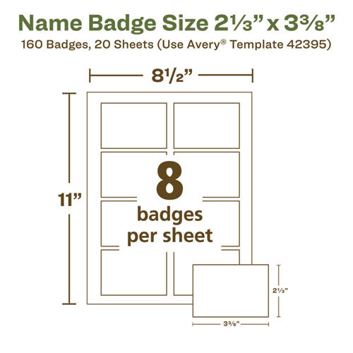 Image of Avery® Ecofriendly Adhesive Name Badge Labels, 3.38 X 2.33, White, 160/box