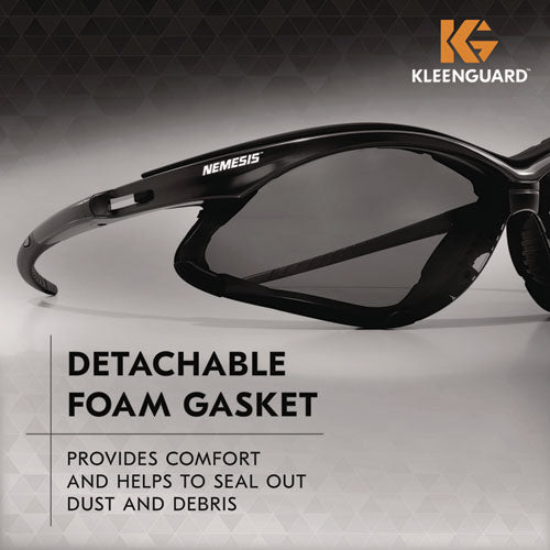 Image of KleenGuard V30 Nemesis Foam Safety Glasses, Black Nylon Frame, Smoke Polycarbonate Lens, 12/Carton