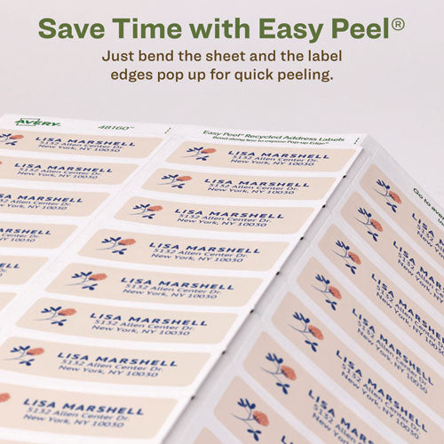 Image of Avery® Ecofriendly Mailing Labels, Inkjet/laser Printers, 1 X 2.63, White, 30/sheet, 25 Sheets/pack