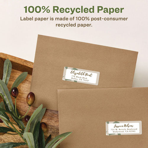 Image of Avery® Ecofriendly Mailing Labels, Inkjet/laser Printers, 1 X 2.63, White, 30/sheet, 25 Sheets/pack