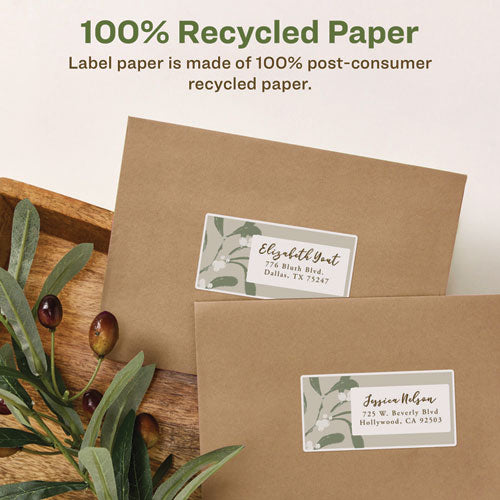 Image of Avery® Ecofriendly Mailing Labels, Inkjet/laser Printers, 2 X 4, White, 10/sheet, 25 Sheets/pack