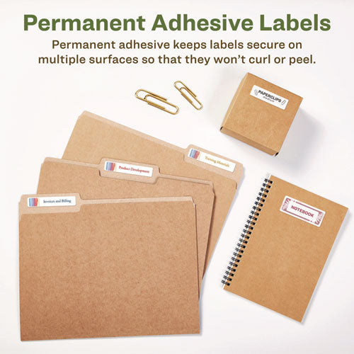 Image of Avery® Ecofriendly Permanent File Folder Labels, 0.66 X 3.44, White, 30/sheet, 25 Sheets/pack