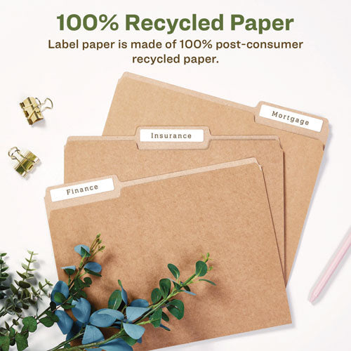 Image of Avery® Ecofriendly Permanent File Folder Labels, 0.66 X 3.44, White, 30/sheet, 25 Sheets/pack