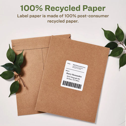 Image of Avery® Ecofriendly Mailing Labels, Inkjet/laser Printers, 3.33 X 4, White, 6/sheet, 100 Sheets/pack