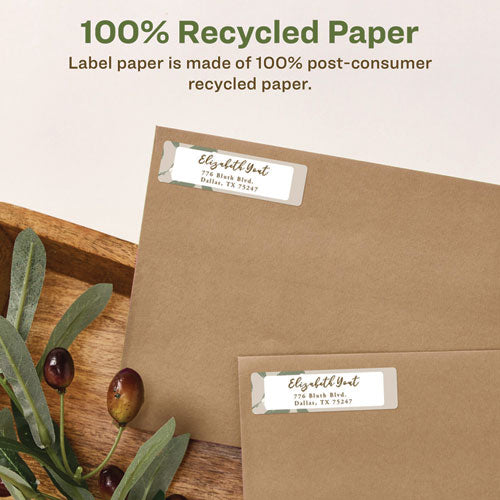Image of Avery® Ecofriendly Mailing Labels, Inkjet/laser Printers, 0.5 X 1.75, White, 80/sheet, 100 Sheets/pack